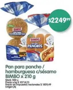 Supermercados Buenos Días Bimbo pan para pancho / hamburguesa c/sésamo oferta