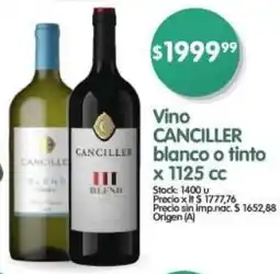 Supermercados Buenos Días Canciller vino blanco o tinto oferta