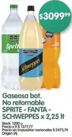 Supermercados Buenos Días Sprite-fanta - schweppes gaseosa bot. no retornable oferta