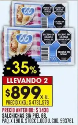 Coto 66 salchichas sin piel oferta