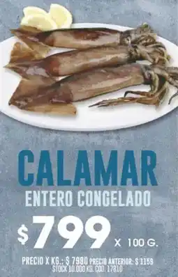 Coto Calamar entero congelado oferta