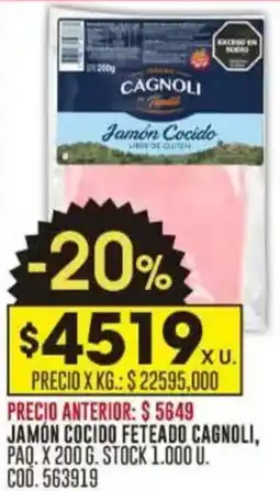 Coto Jamón cocido feteado cagnoli oferta