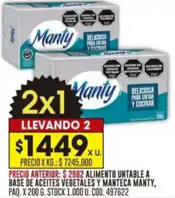 Coto Alimento untable a base de aceites vegetales y manteca manty oferta