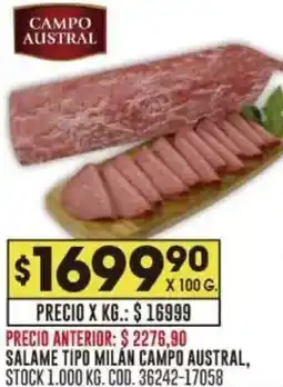 Coto Salame tipo milan campo austral oferta