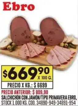 Coto Ebro salchichón con jamón/tipo primavera oferta