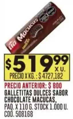 Coto Macucas galletitas dulces sabor chocolate oferta