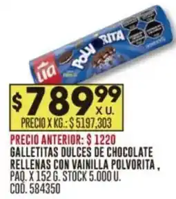 Coto Polvorita galletitas dulces de chocolate rellenas con vainilla oferta