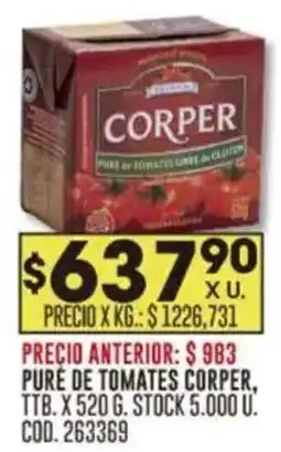 Coto Corper puré de tomates oferta