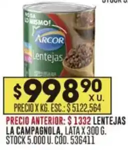 Coto Arcor lentejas la campagnola oferta
