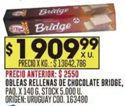 Coto Bridge obleas rellenas de chocolate oferta
