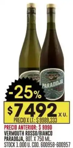 Coto Paradoja vermouth rosso/bianco oferta