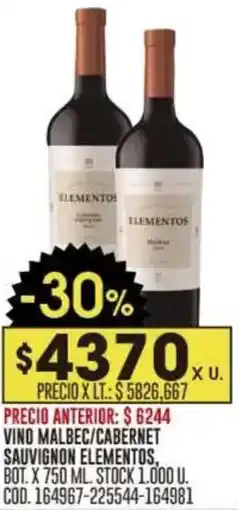 Coto Elementos vino malbec/cabernet sauvignon oferta