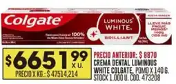 Coto Colgate crema dental luminous white oferta