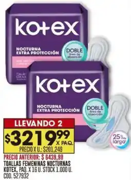 Coto Kotex toallas femeninas nocturnas oferta