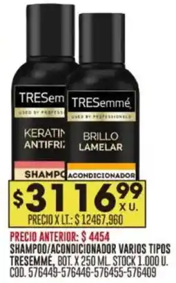 Coto TRESemmé shampoo/acondicionador varios tipos oferta