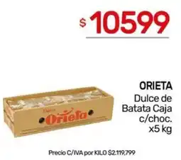 Nini Mayorista Orieta dulce de batata caja c/choc. oferta