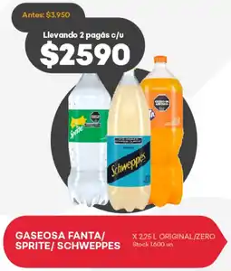 Supermercados Tadicor Gaseosa fanta/ sprite/schweppes original/zero oferta