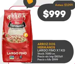Supermercados Tadicor Arroz dos hermanos largo fino oferta
