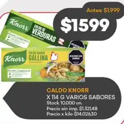 Supermercados Tadicor Knorr caldo varios sabores oferta