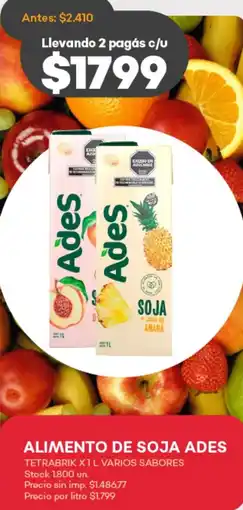 Supermercados Tadicor Alimento de soja ades tetrabrik oferta