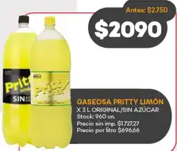 Supermercados Tadicor Pritty gaseosa limón original/sin azúcar oferta