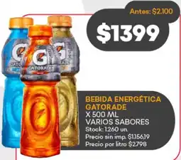 Supermercados Tadicor Gatorade bebida energética varios sabores oferta