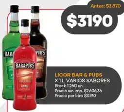 Supermercados Tadicor Bar & pubs licor varios sabores oferta
