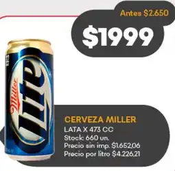 Supermercados Tadicor Miller cerveza lata oferta