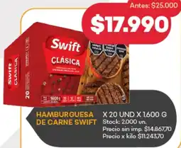 Supermercados Tadicor Swift hamburguesa de carne oferta