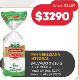 Supermercados Tadicor Pan veneziana integral salvado oferta