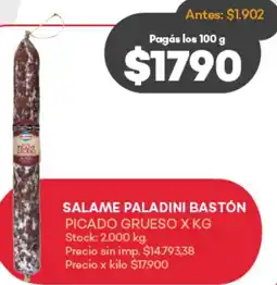 Supermercados Tadicor Paladini salame bastón picado grueso oferta
