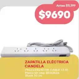 Supermercados Tadicor Zapatilla eléctrica candela prolongador cable oferta