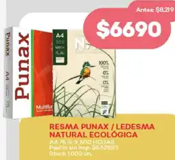 Supermercados Tadicor Resma punax/ledesma natural ecológica oferta