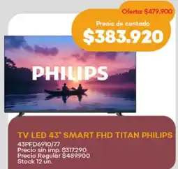 Supermercados Tadicor Philips smart tv led 43" oferta