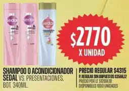 Supermercados Vea Sedal shampoo o acondicionador oferta