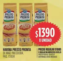 Supermercados Vea Presto pronta harina de maíz precocida. paq. oferta