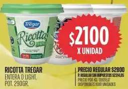Supermercados Vea Ricotta tregar entera o light, pot. oferta