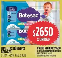 Supermercados Vea Babysec toallitas húmedas oferta