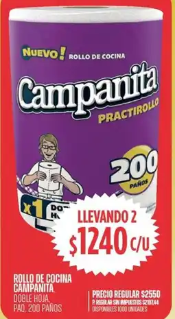 Supermercados Vea Rollo de cocina campanita doble hoja, paq. oferta