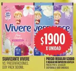 Supermercados Vea Suavizante vivere vs. presentaciones, doy pack oferta