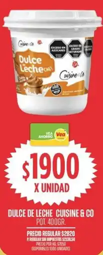 Supermercados Vea Cuisine & co dulce de leche pot. oferta