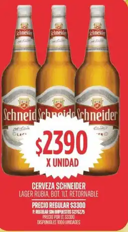 Supermercados Vea Schneider lager rubia cerveza bot. oferta