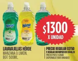 Supermercados Vea Héroe lavavajillas manzana o limón oferta