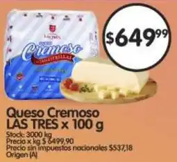 Supermercados Buenos Días Las tres queso cremoso oferta
