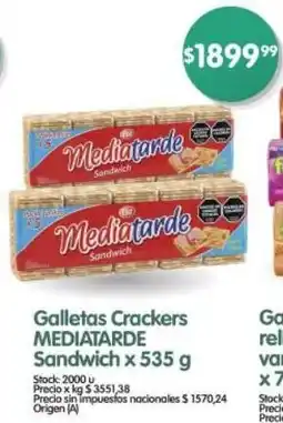 Supermercados Buenos Días Mediatarde galletas crackers sandwich oferta