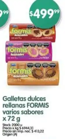 Supermercados Buenos Días Formis galletas dulces rellanas varios sabores oferta