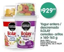Supermercados Buenos Días Ilolay yogur entero/ descremado cereales-aritos oferta