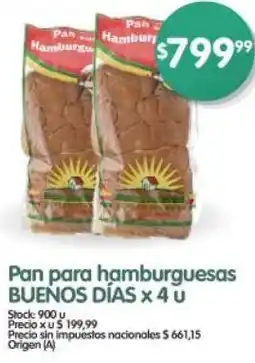 Supermercados Buenos Días Buenos días pan para hamburguesas oferta
