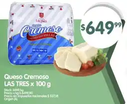 Supermercados Buenos Días Las tres queso cremoso oferta
