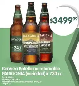 Supermercados Buenos Días Patagonia cerveza botella no retornable oferta